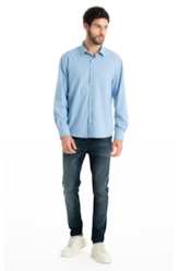 Camisa Tech Bambu Slim Xangai Azul Pervante