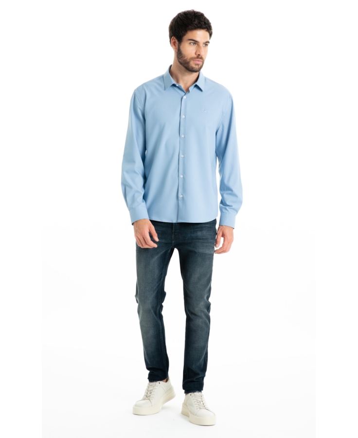 Camisa Tech Bambu Slim Xangai Azul Pervante