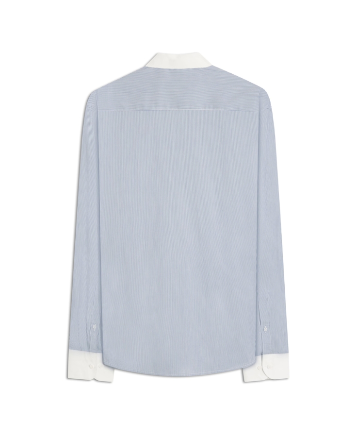 Camisa Tech Blend Cetus Slim Xangai Collar Azul Pervante