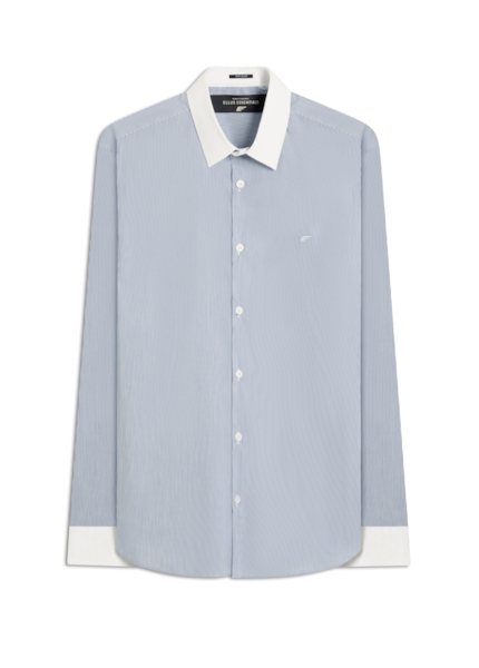 Camisa Tech Blend Cetus Slim Xangai Collar Azul Pervante