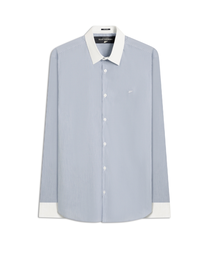 Camisa Tech Blend Cetus Slim Xangai Collar Azul Pervante