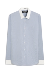 Camisa Tech Blend Cetus Slim Xangai Collar Azul Pervante