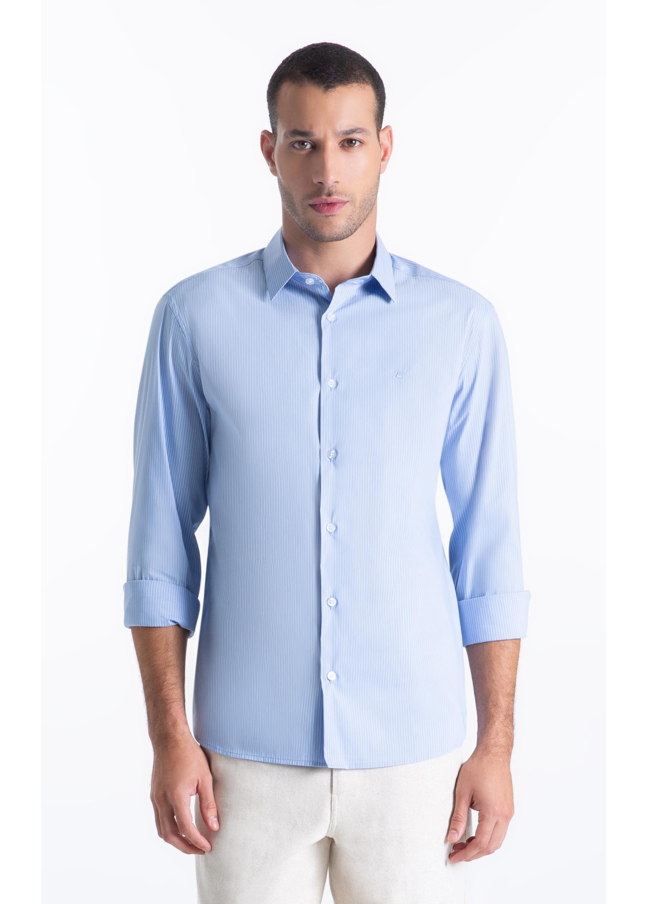 Camisa Tech Blend Ly Leonardo Slim Xangai Ml Azul Bic