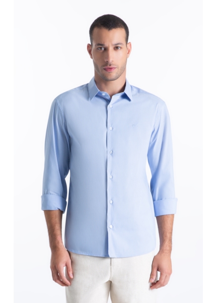 Camisa Tech Blend Ly Leonardo Slim Xangai Ml Azul Bic