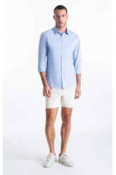 Camisa Tech Blend Ly Leonardo Slim Xangai Ml Azul Bic