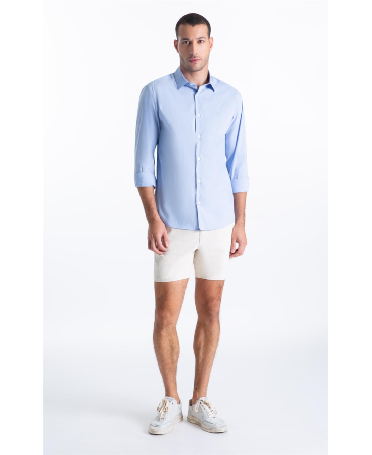 Camisa Tech Blend Ly Leonardo Slim Xangai Ml Azul Bic