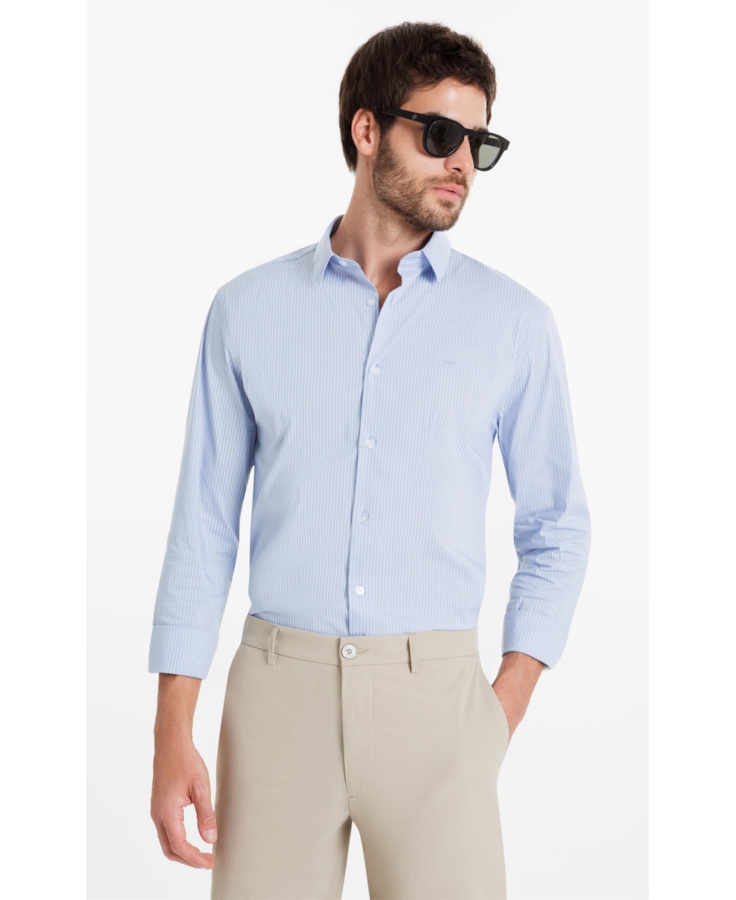 Camisa Tech Blend Santa Rosa Slim Xangai Azul Claro