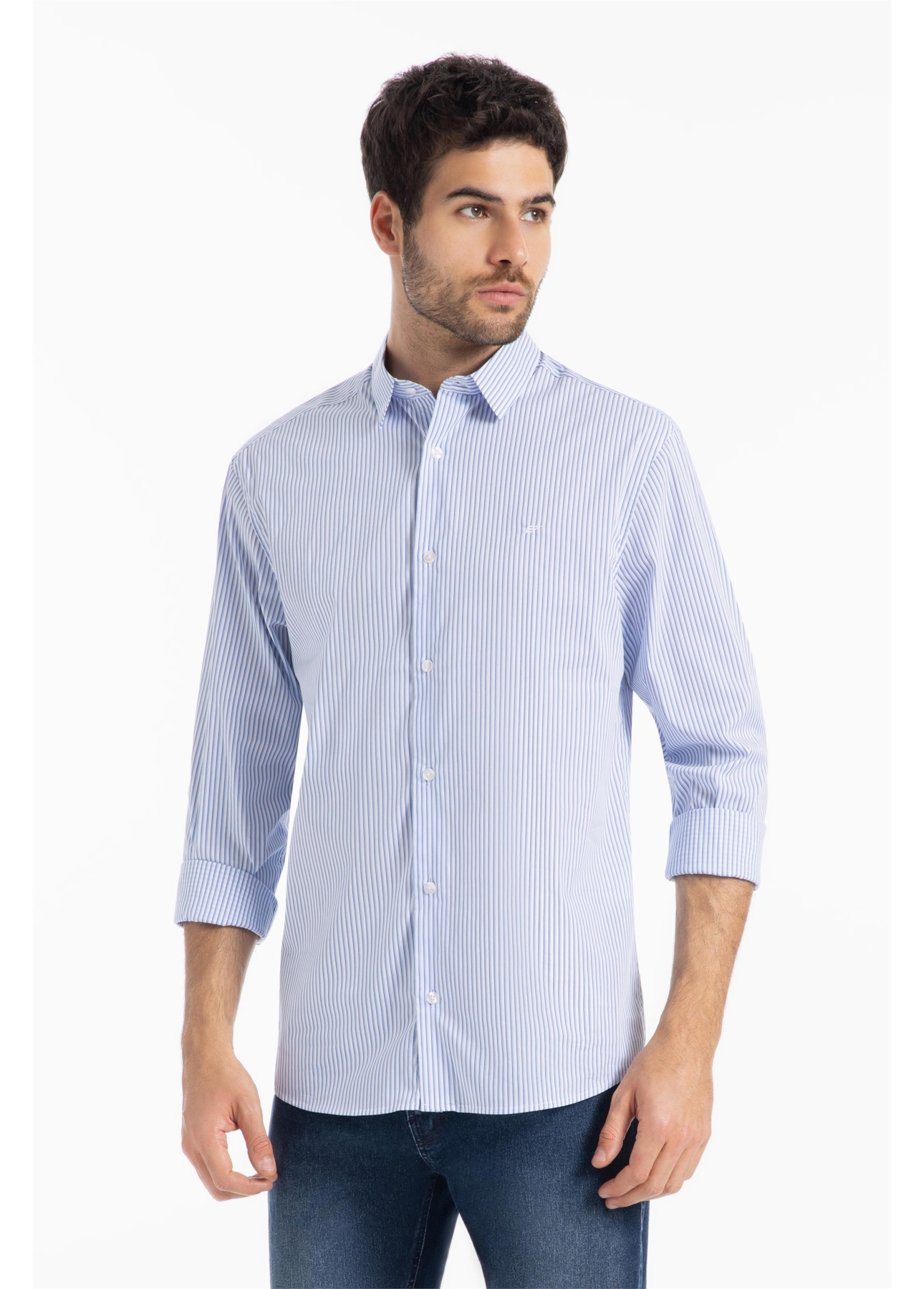 Camisa Tech Estolcomo Slim Xang Azul Claro