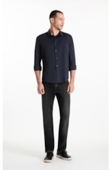 Camisa Tech Jersey Squares Slim Xangai Ml Dark Navy