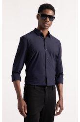 Camisa Tech Texture Slim Dark Navy