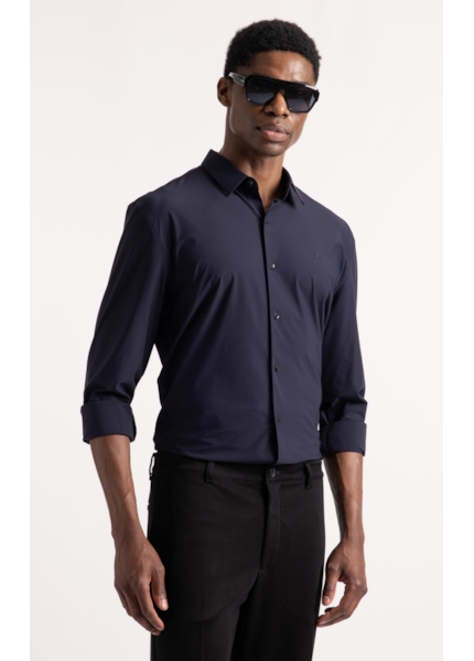 Camisa Tech Texture Slim Dark Navy