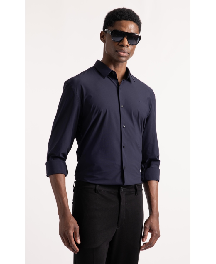 Camisa Tech Texture Slim Dark Navy