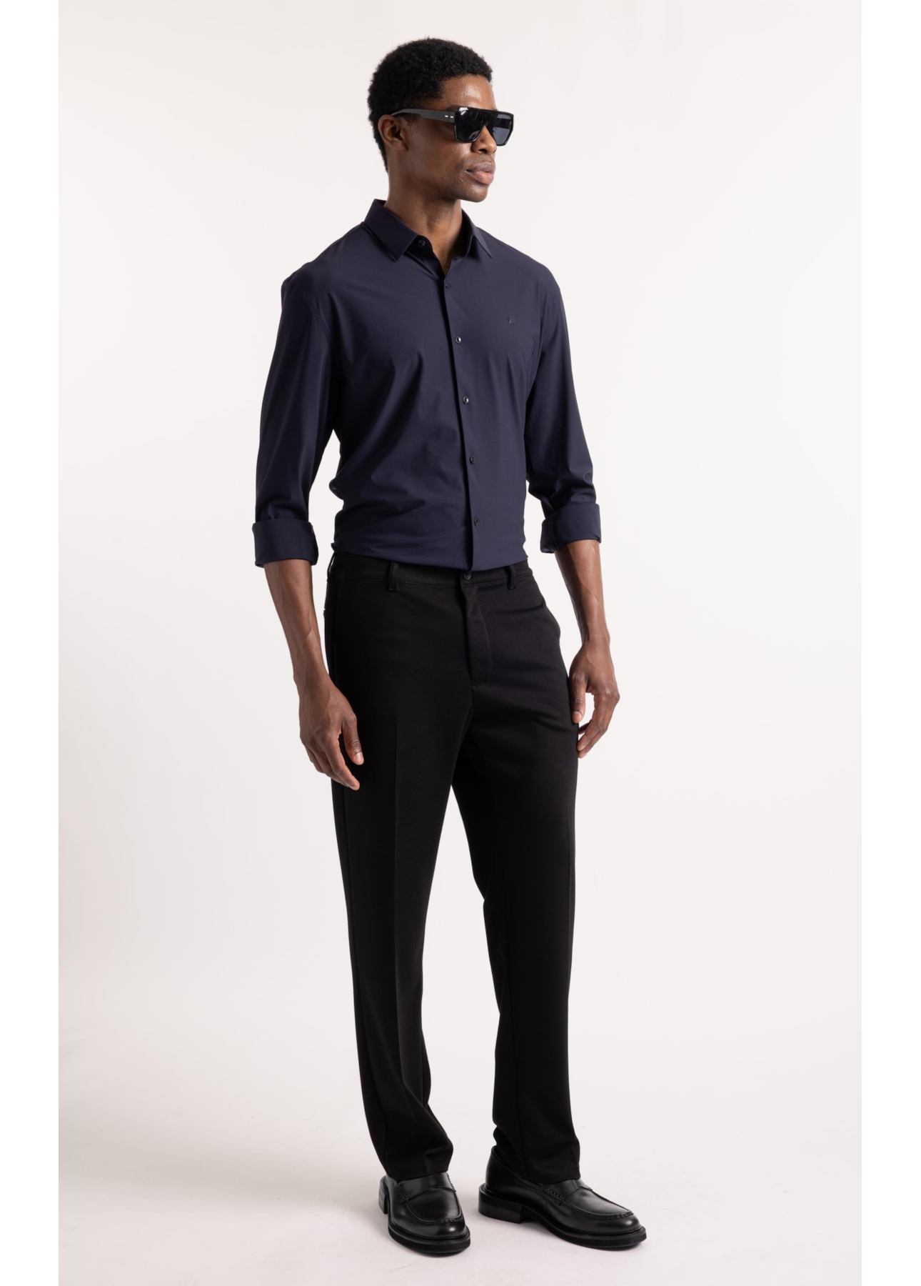 Camisa Tech Texture Slim Dark Navy