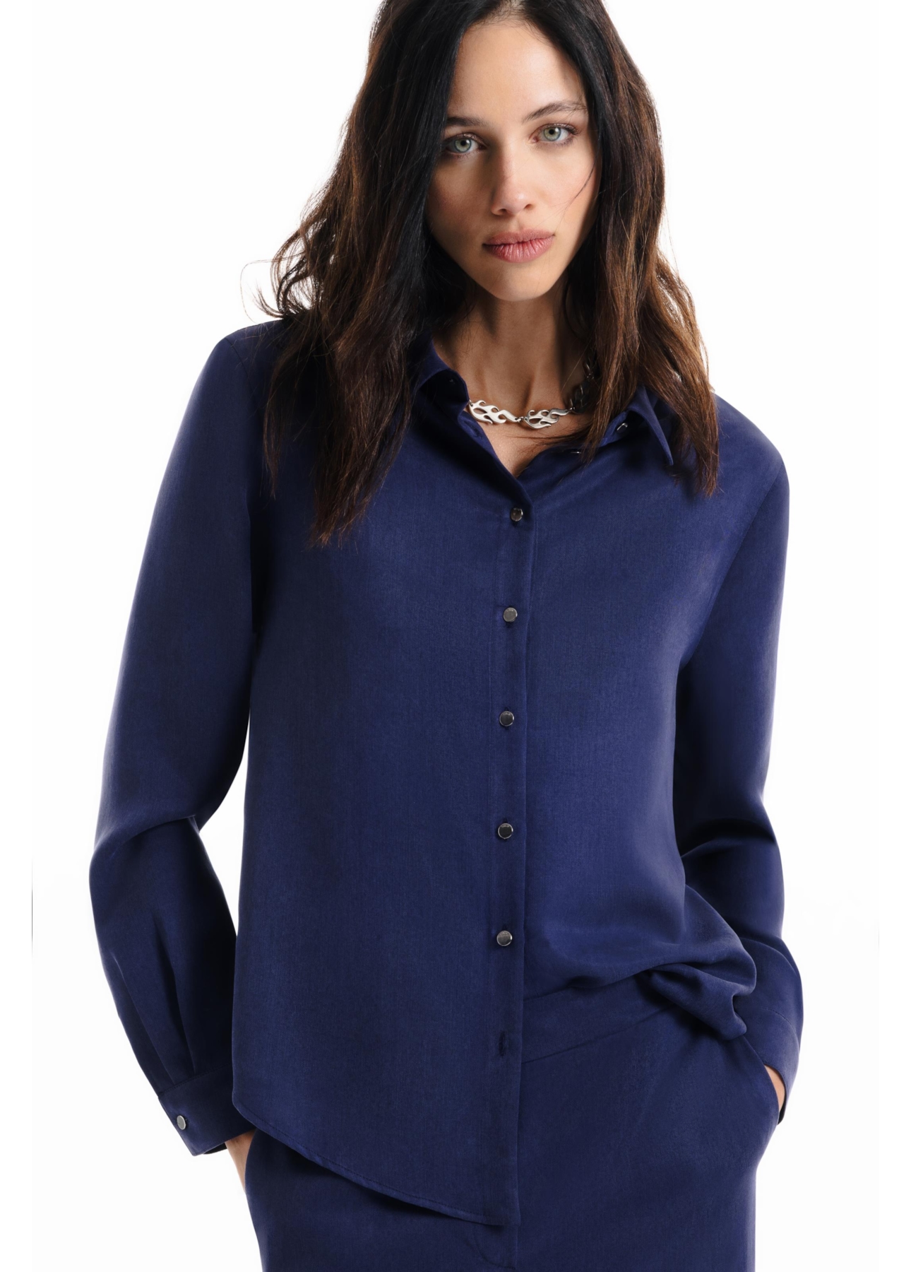 Camisa Tencel Classic Purple Blue