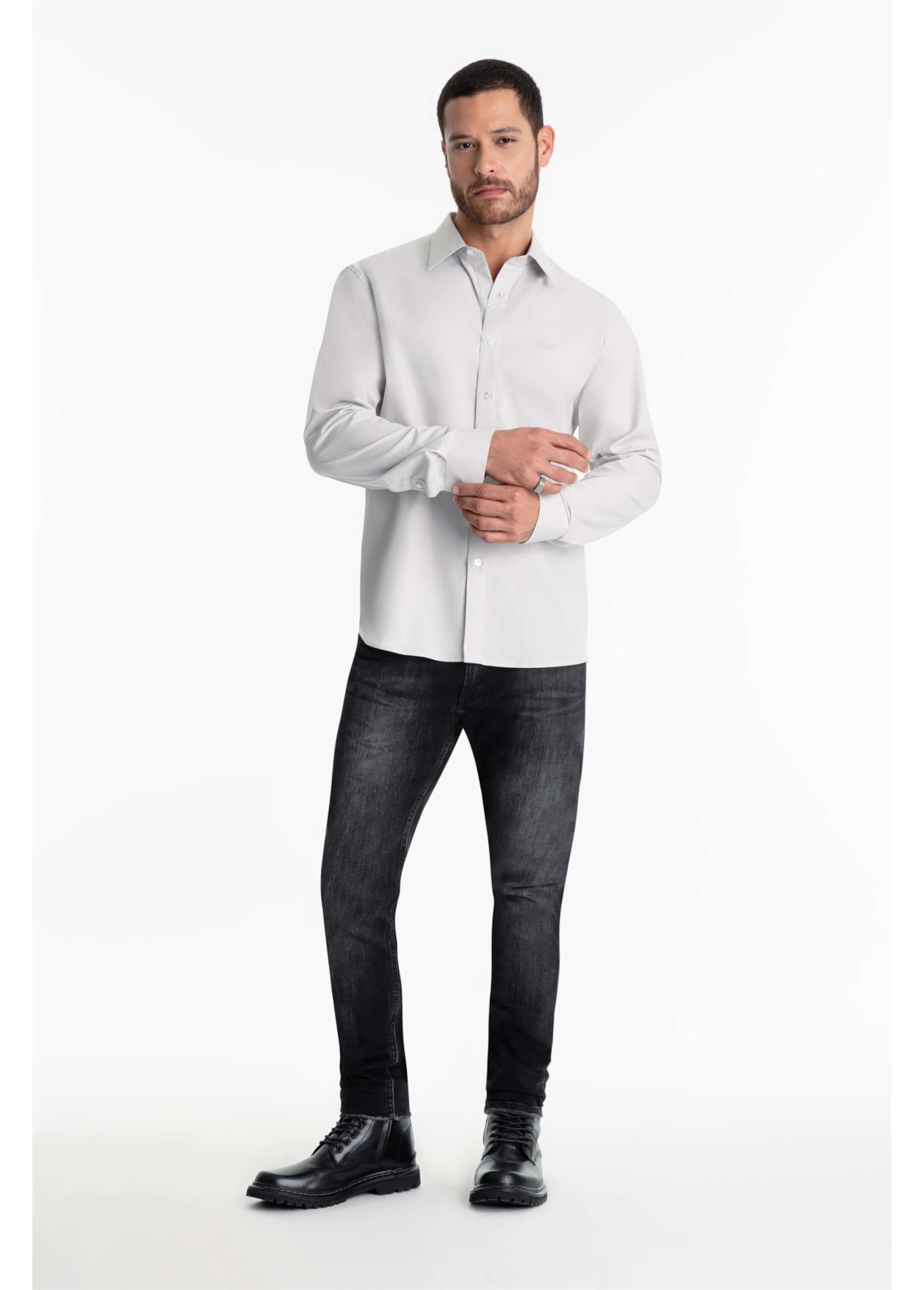 Camisa Tricoline Classic Anatomic Cinza