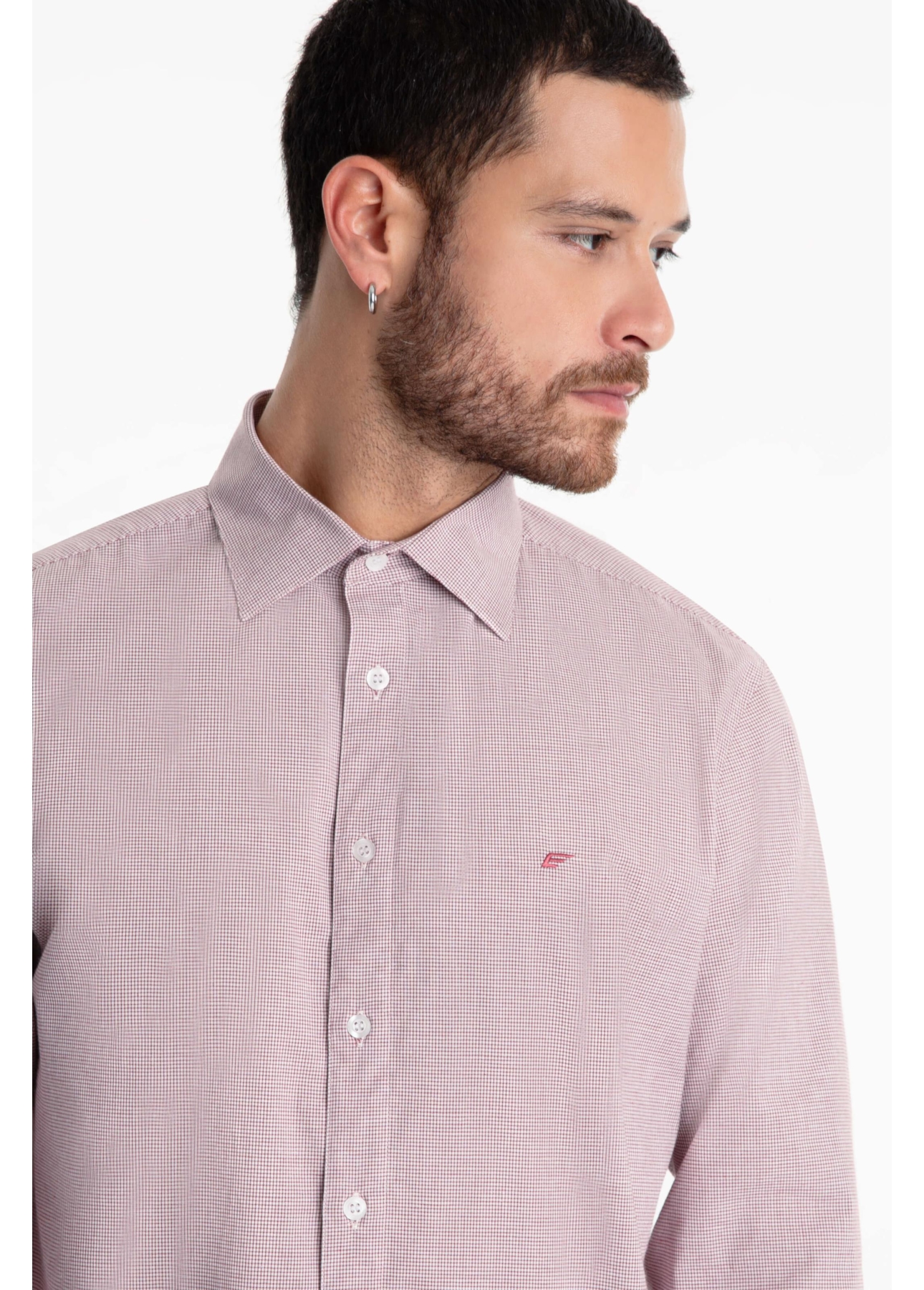 Camisa Tricoline Cold Plaid Slim Bordeaux