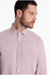 Camisa Tricoline Cold Plaid Slim Bordeaux