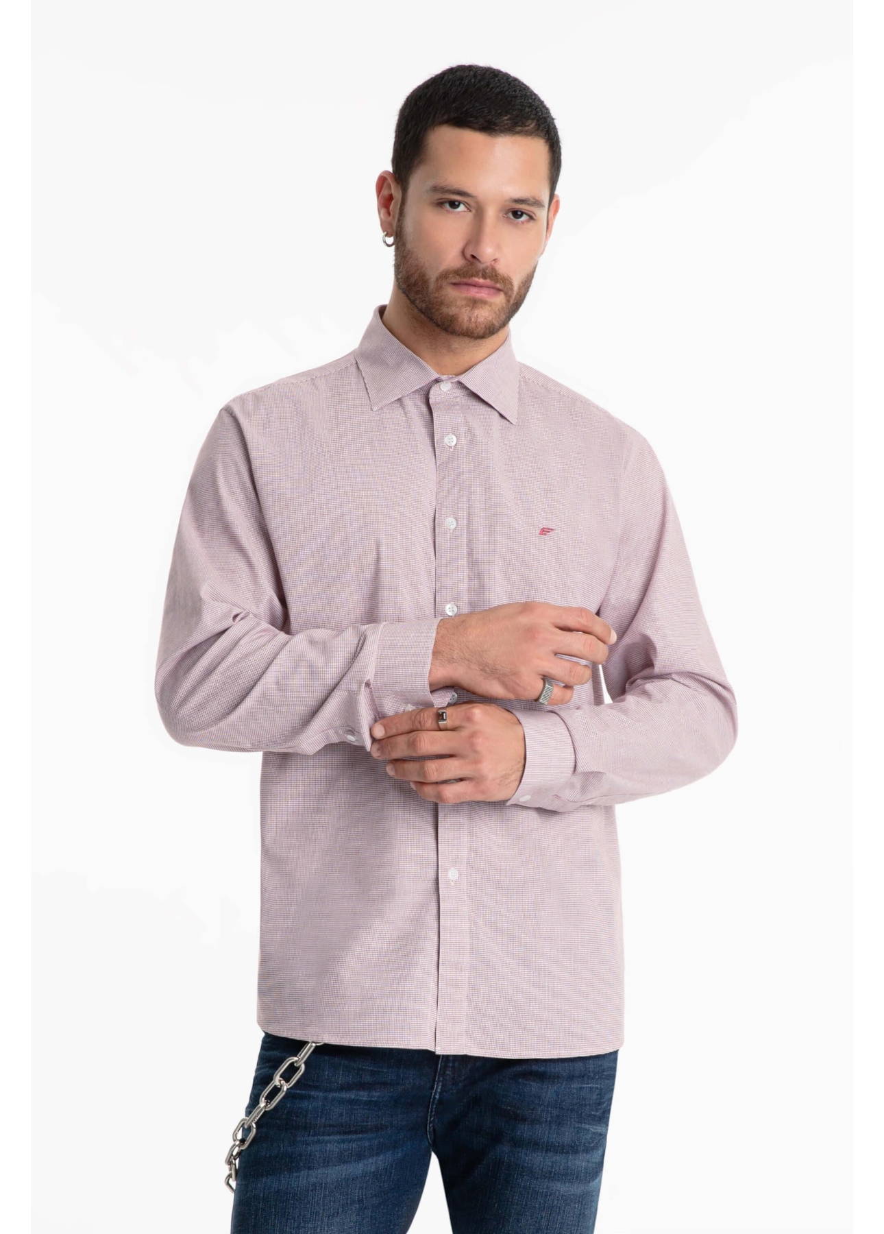 Camisa Tricoline Cold Plaid Slim Bordeaux