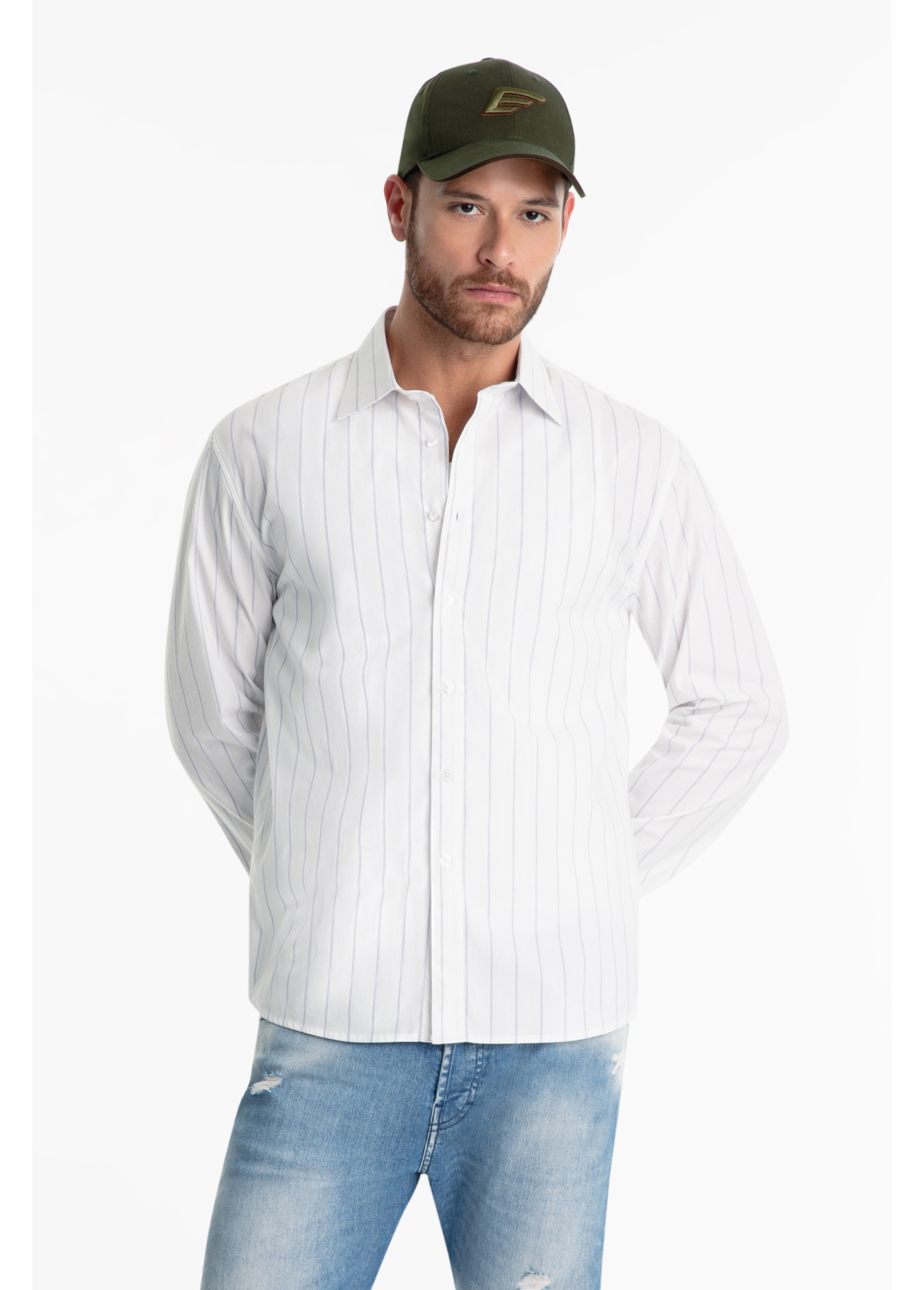 Camisa Tricoline Dunton Slim Italian Azul Claro