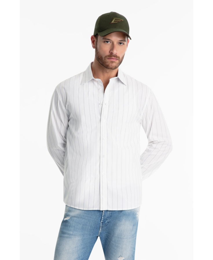Camisa Tricoline Dunton Slim Italian Azul Claro