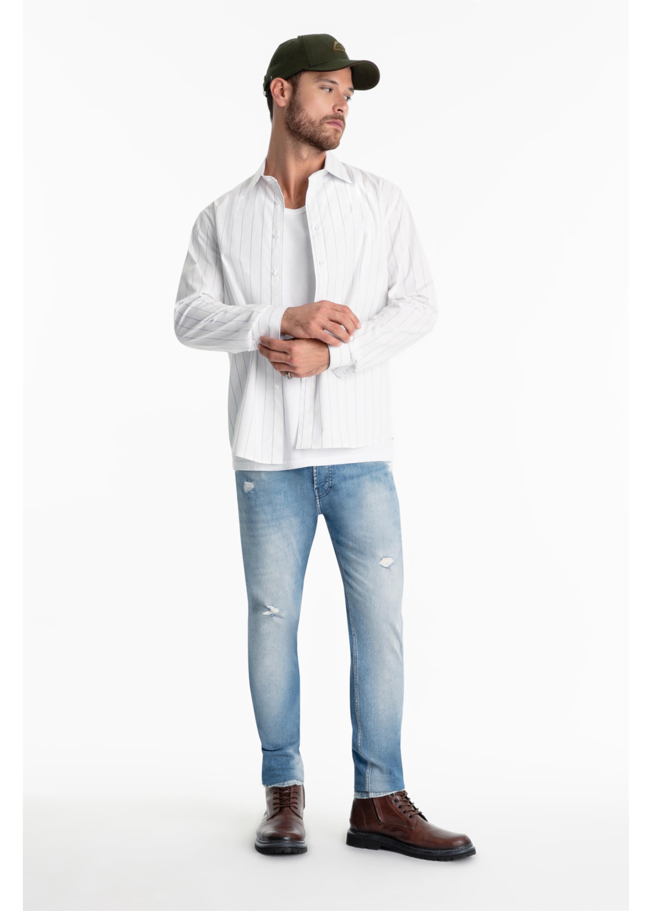 Camisa Tricoline Dunton Slim Italian Azul Claro