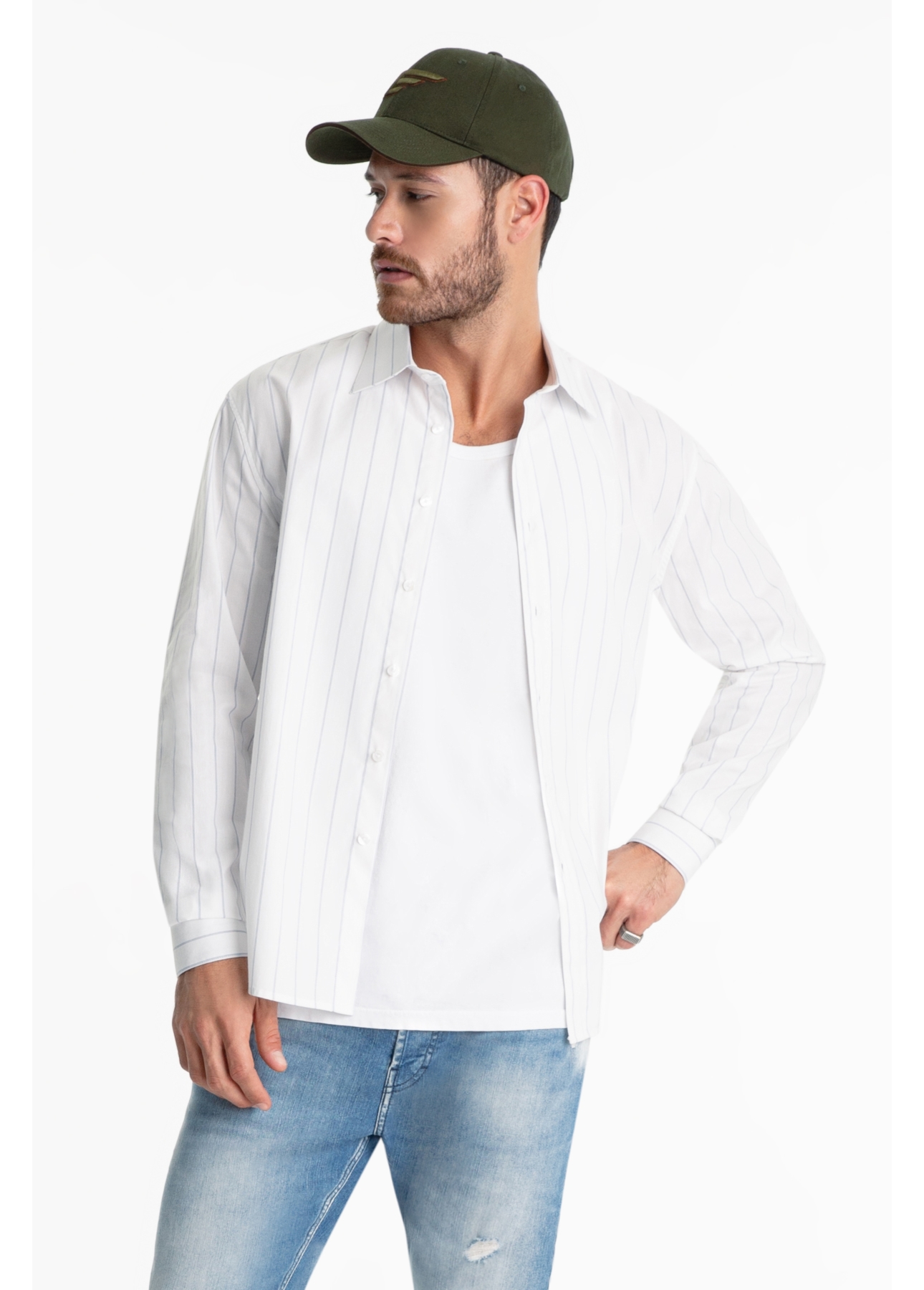 Camisa Tricoline Dunton Slim Italian Azul Claro