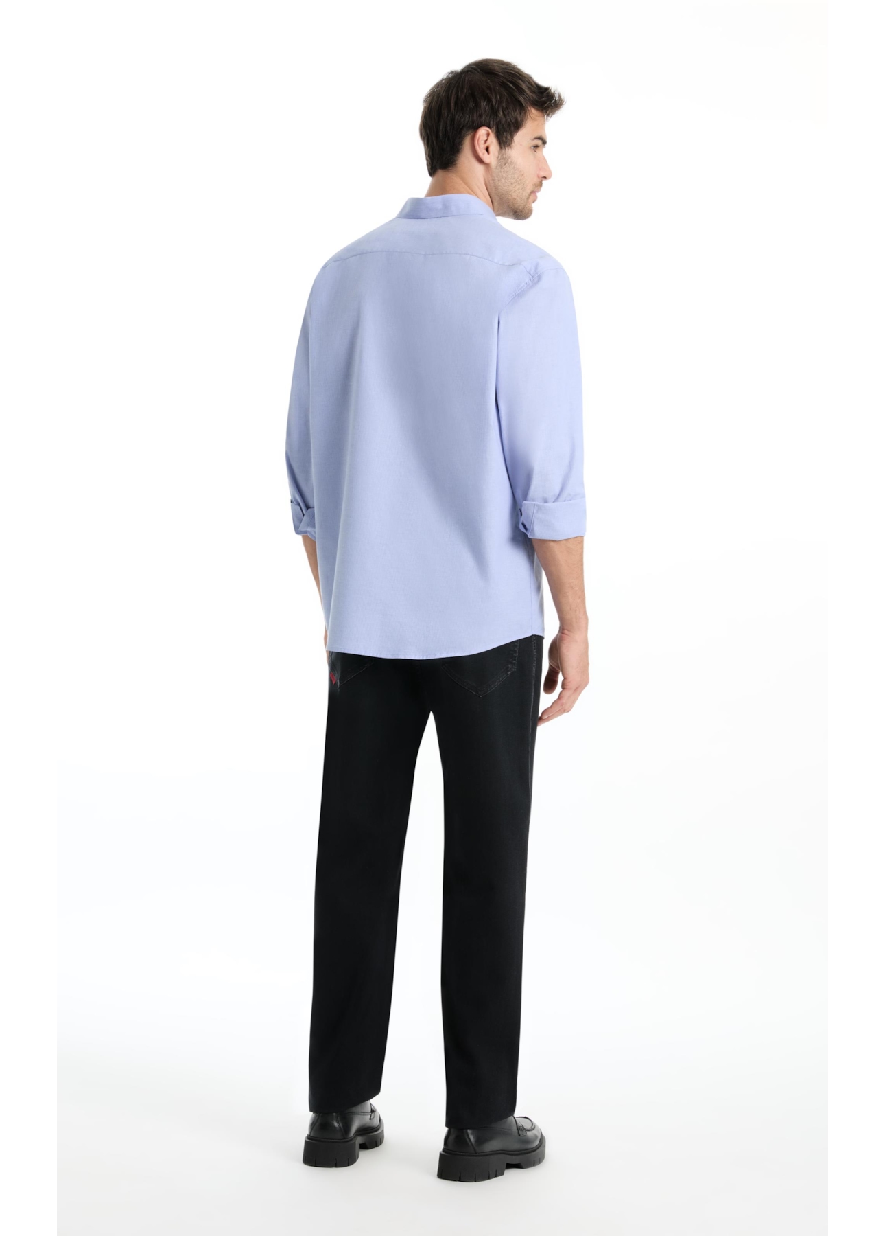 Camisa Tricoline Fil a Fil Moli Azul Pervante