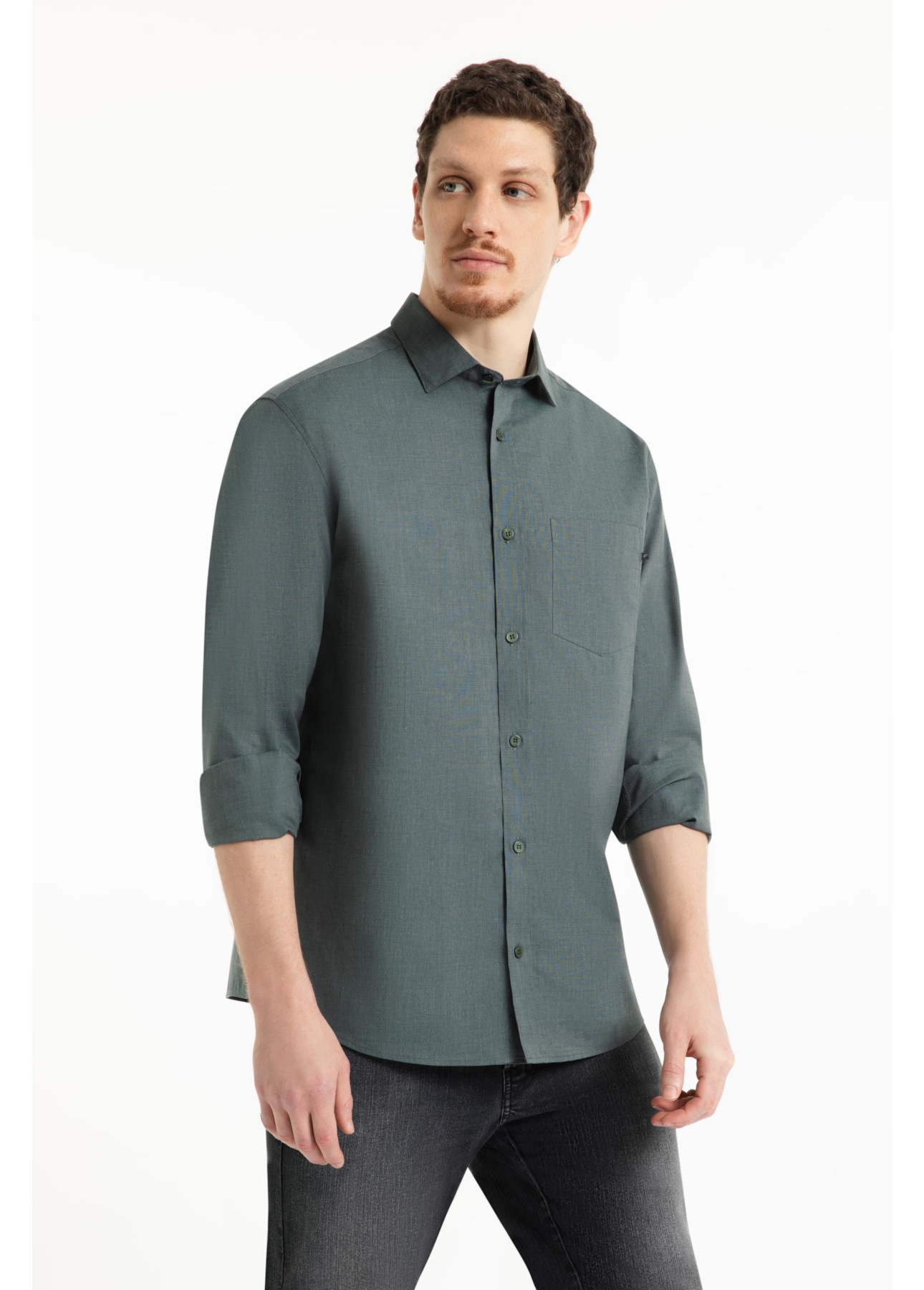 Camisa Tricoline Fil a Fil New Italian Verde Army