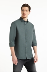 Camisa Tricoline Fil a Fil New Italian Verde Army