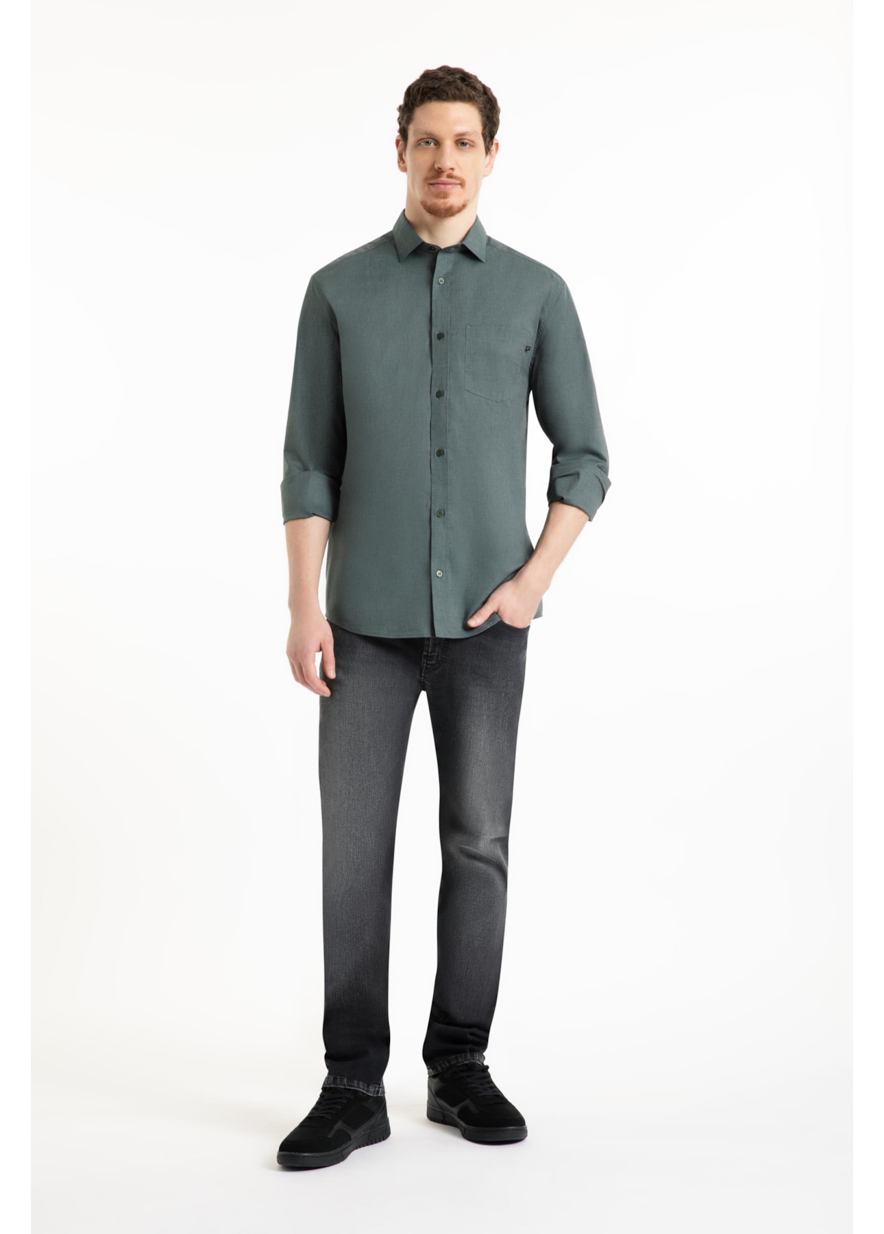 Camisa Tricoline Fil a Fil New Italian Verde Army