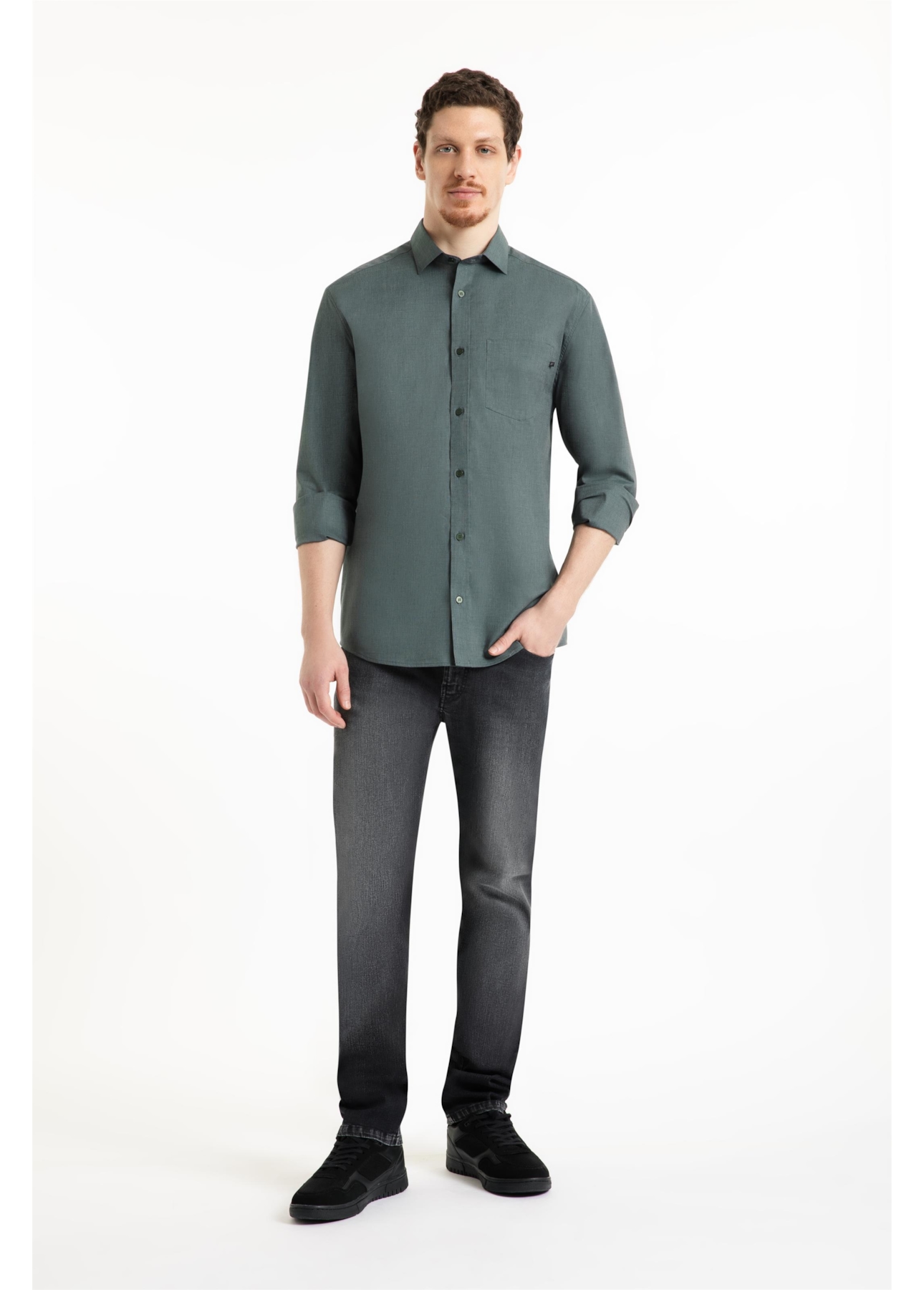 Camisa Tricoline Fil a Fil New Italian Verde Army