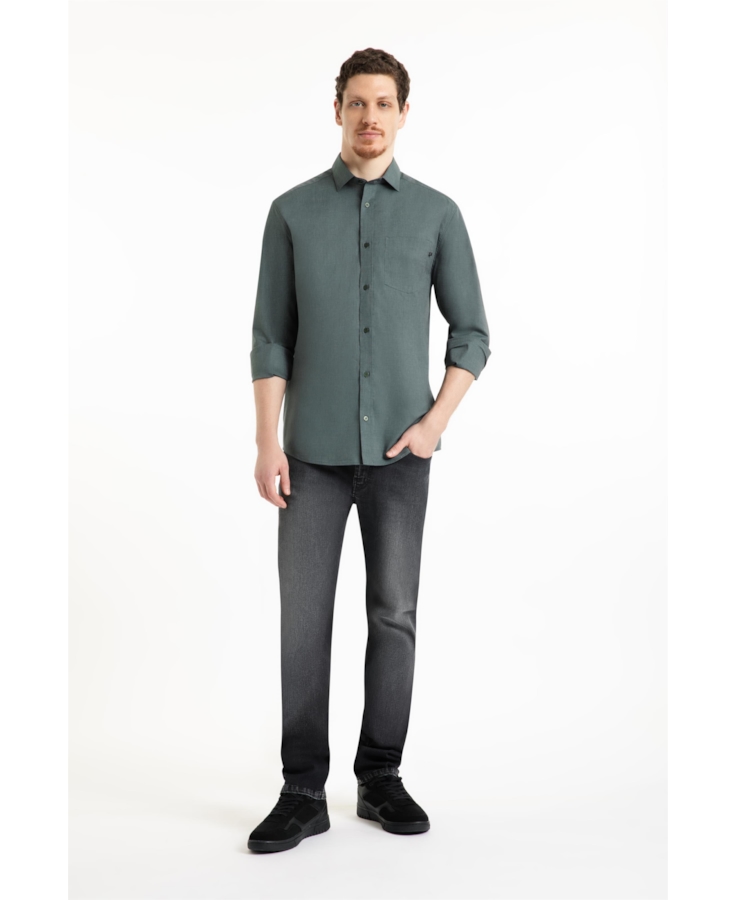 Camisa Tricoline Fil a Fil New Italian Verde Army