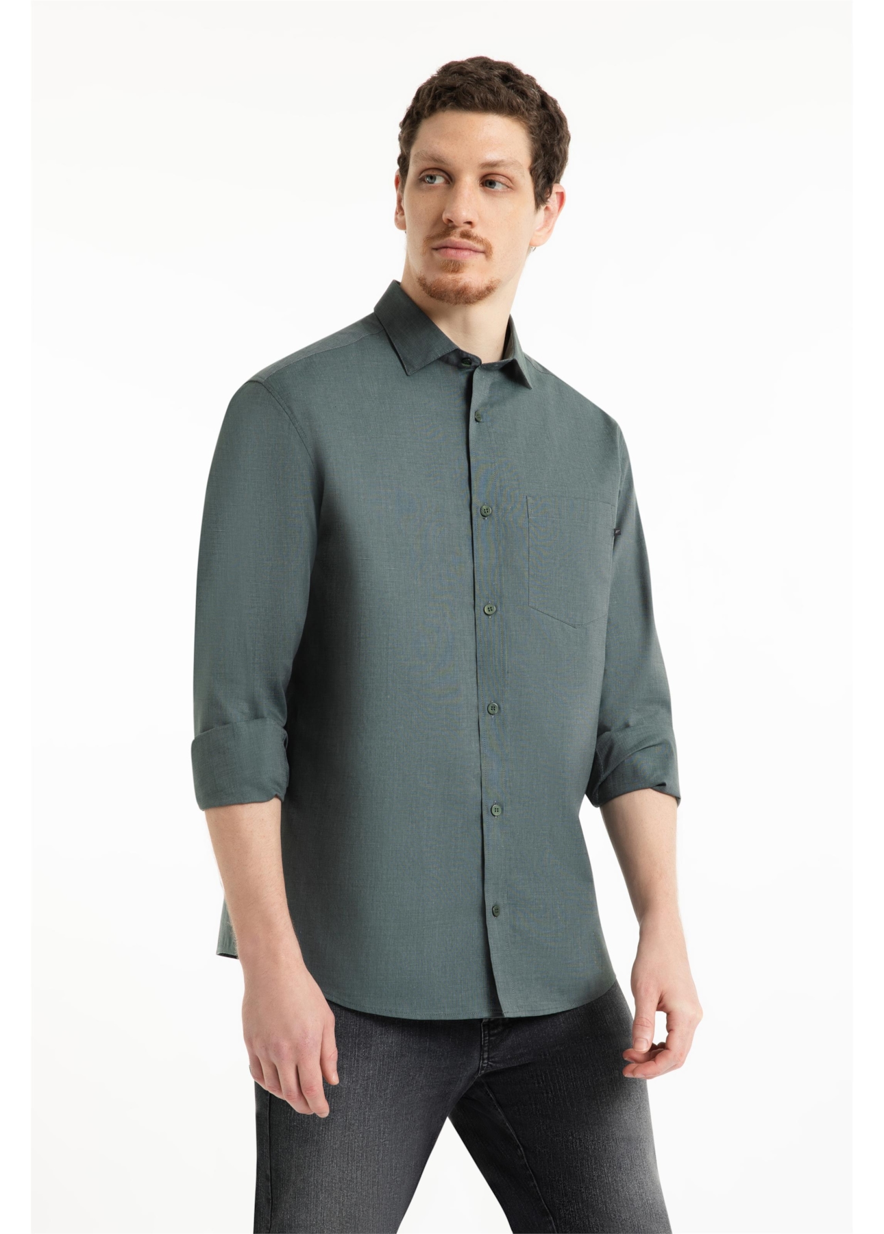 Camisa Tricoline Fil a Fil New Italian Verde Army