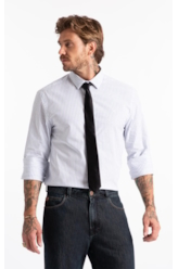 Camisa Tricoline  Foligno Slim Xangai Azul Jeans