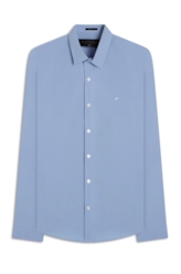 Camisa Tricoline Garment Dye Azul Chofer