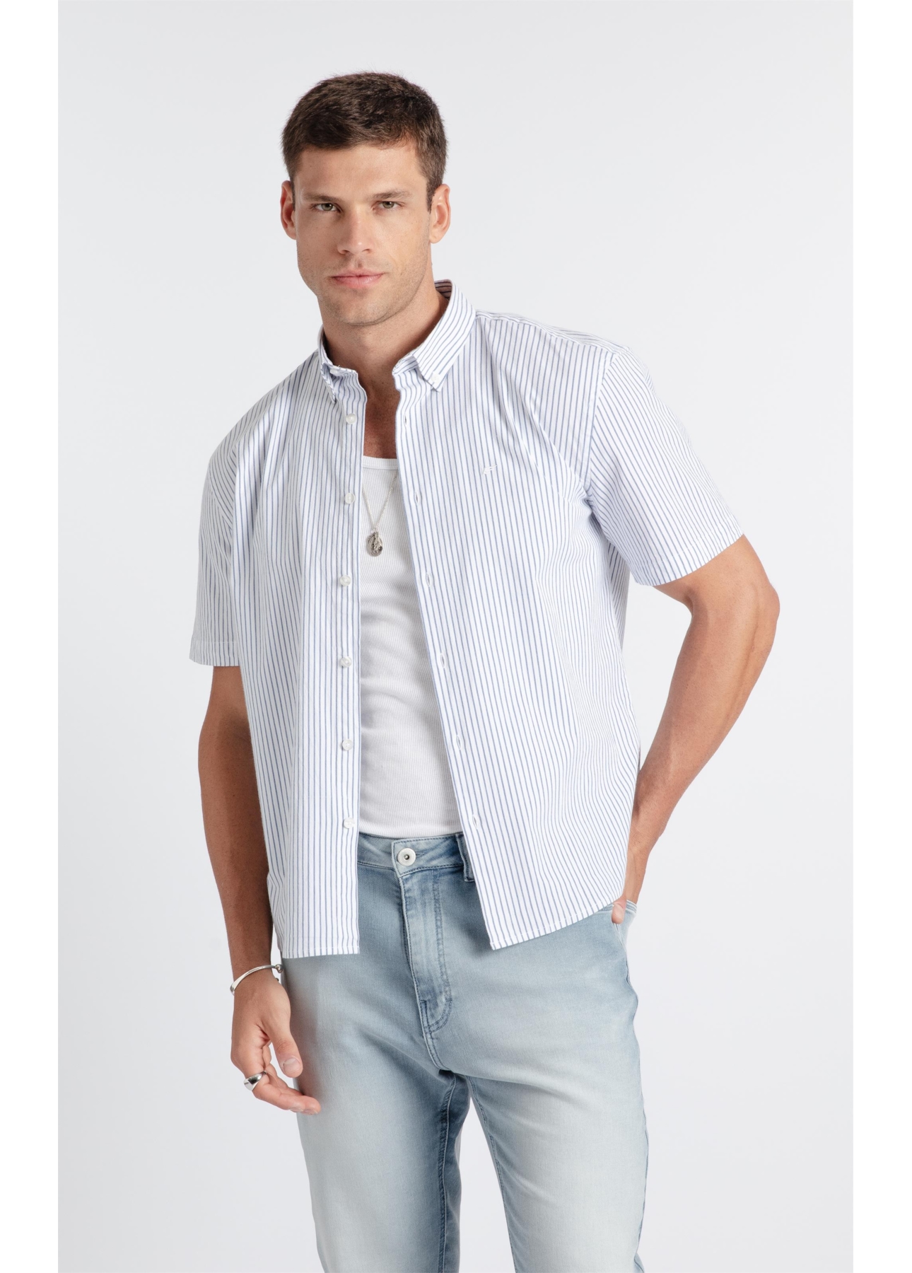Camisa Tricoline Houston Azul Bic