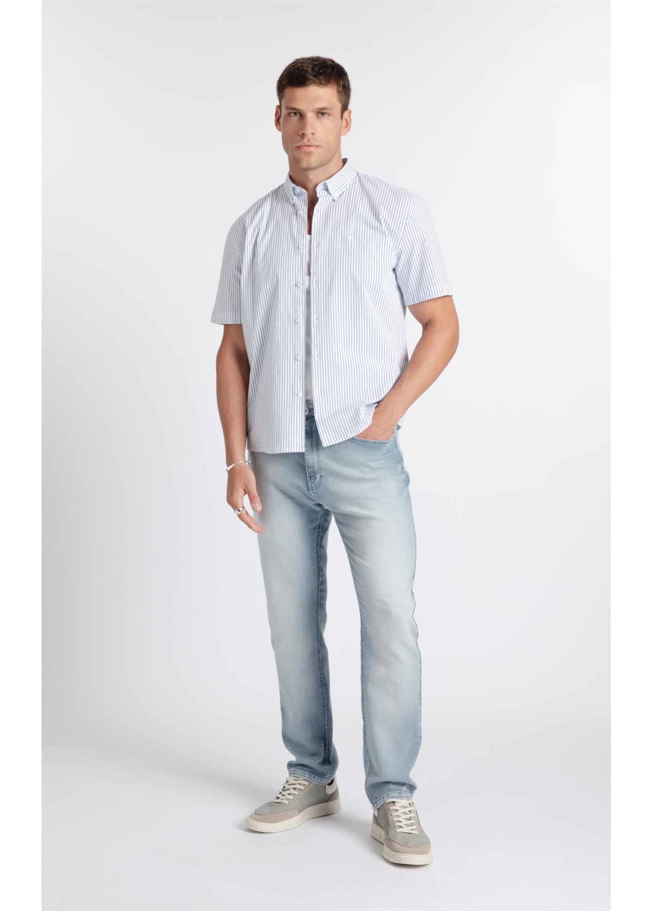 Camisa Tricoline Houston Azul Bic