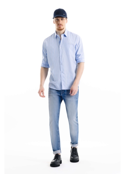 Camisa Tricoline Irvine Fusioned Azul Claro