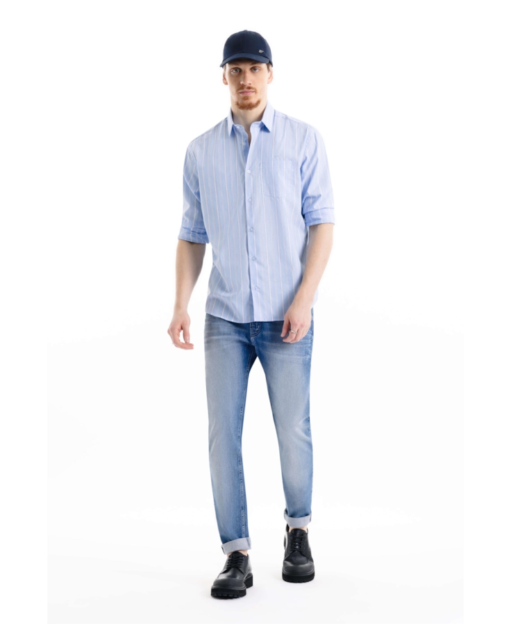 Camisa Tricoline Irvine Fusioned Azul Claro