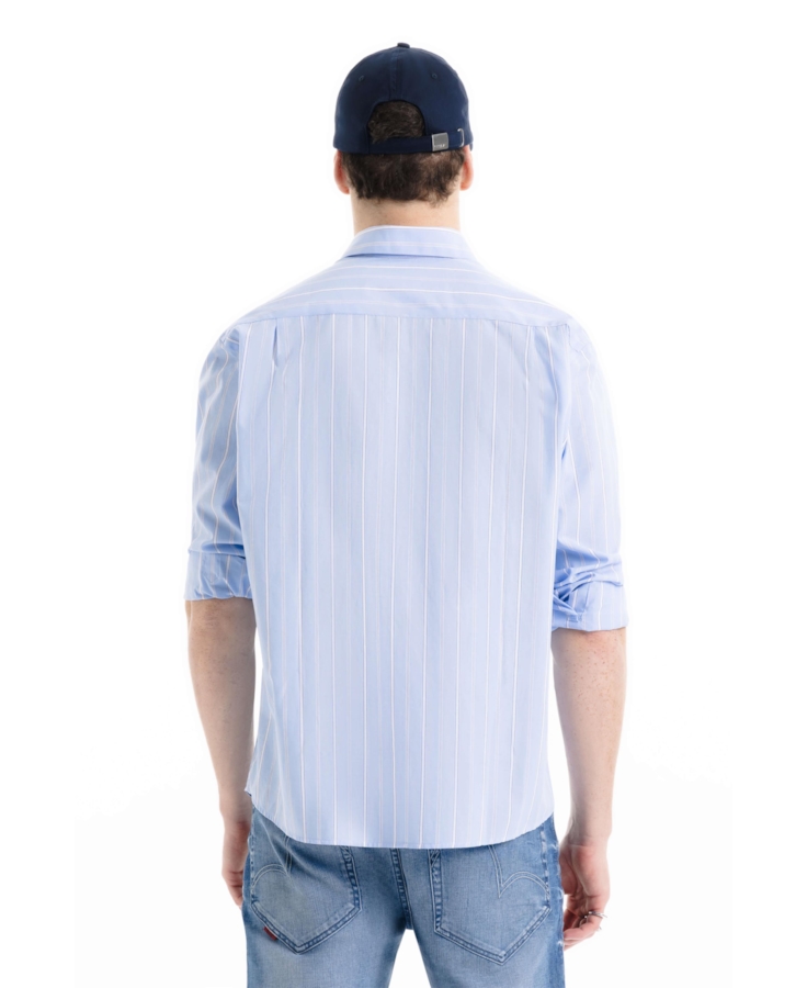Camisa Tricoline Irvine Fusioned Azul Claro