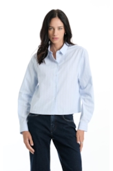 Camisa Tricoline Island Box Azul Claro