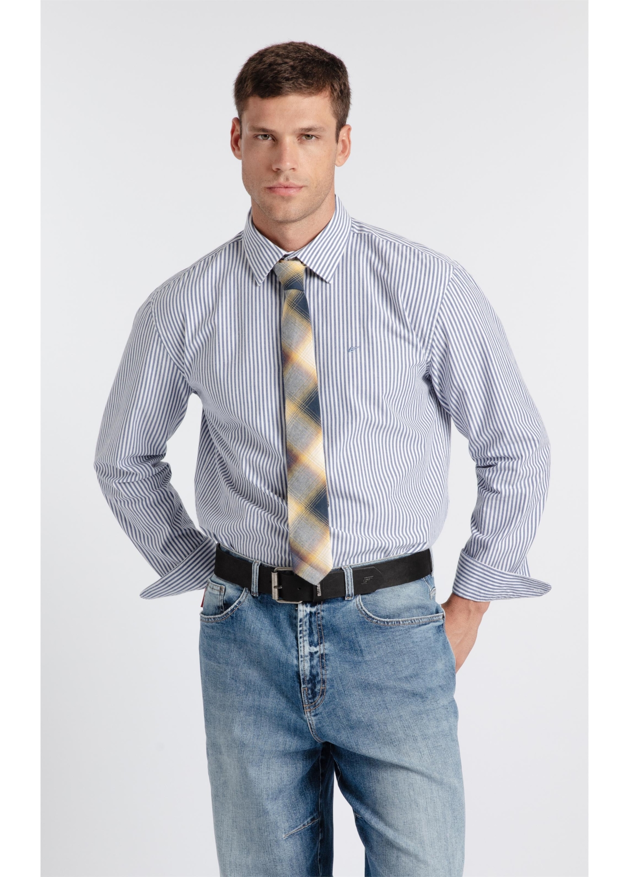 Camisa Tricoline Kilgore Slim Shangai Azul Bic