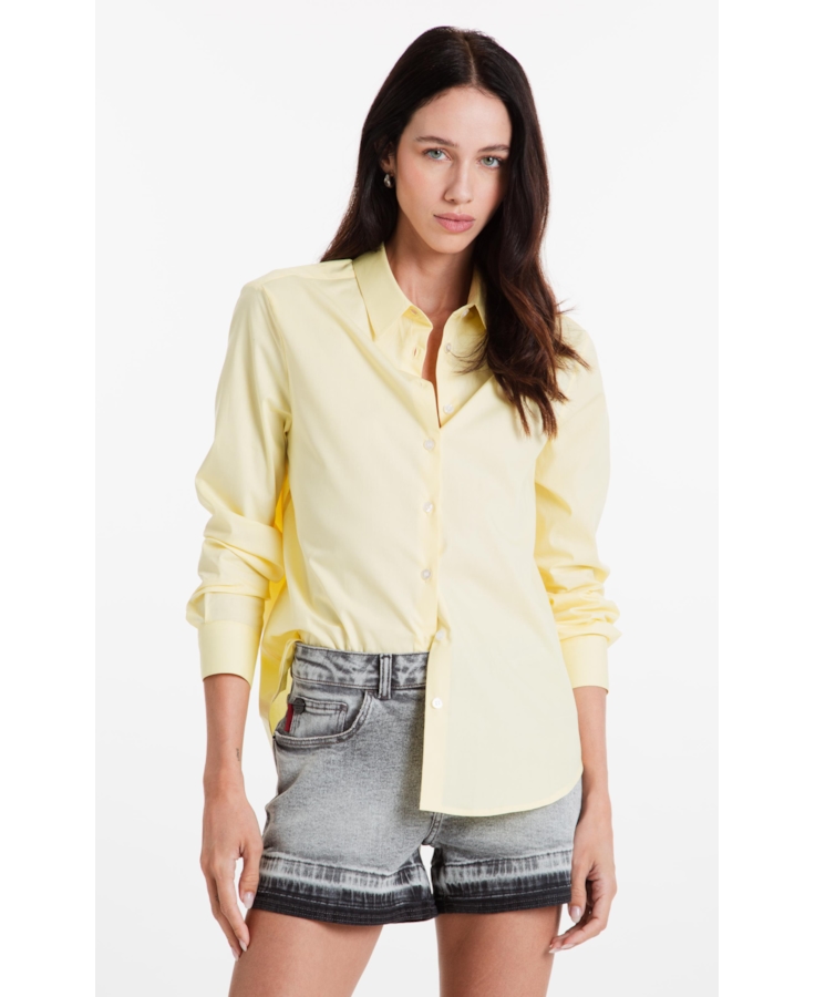 Camisa Tricoline Ly Classic Xangai Fusioned Amarelo Claro
