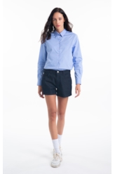 Camisa Tricoline Ly Classic Xangai Fusioned Azul Chofer