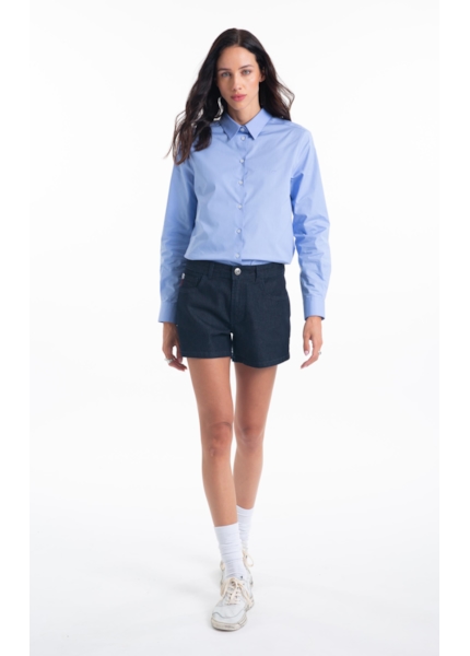 Camisa Tricoline Ly Classic Xangai Fusioned Azul Chofer