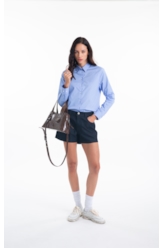 Camisa Tricoline Ly Classic Xangai Fusioned Azul Chofer
