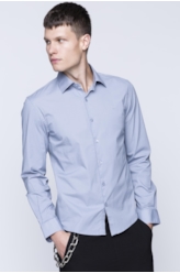 Camisa Tricoline Ly Slim Italian Azul Seco