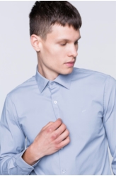 Camisa Tricoline Ly Slim Italian Azul Seco
