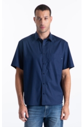Camisa Tricoline Ly Vintage Xangai Mc Dark Navy