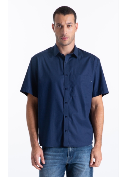 Camisa Tricoline Ly Vintage Xangai Mc Dark Navy